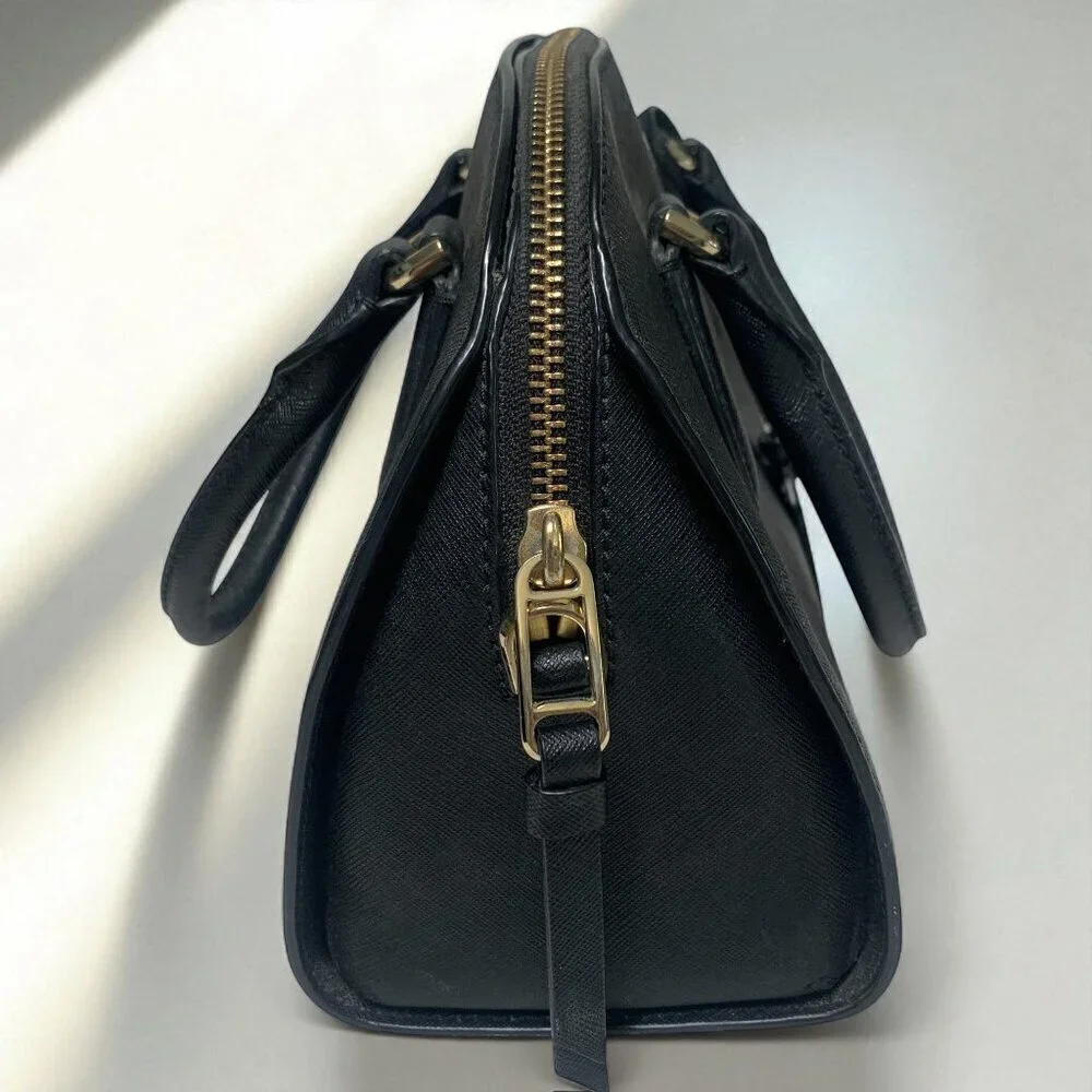 Kate Spade New York Reiley Dome Satchel Black Saffiano Leather Gold Hardware